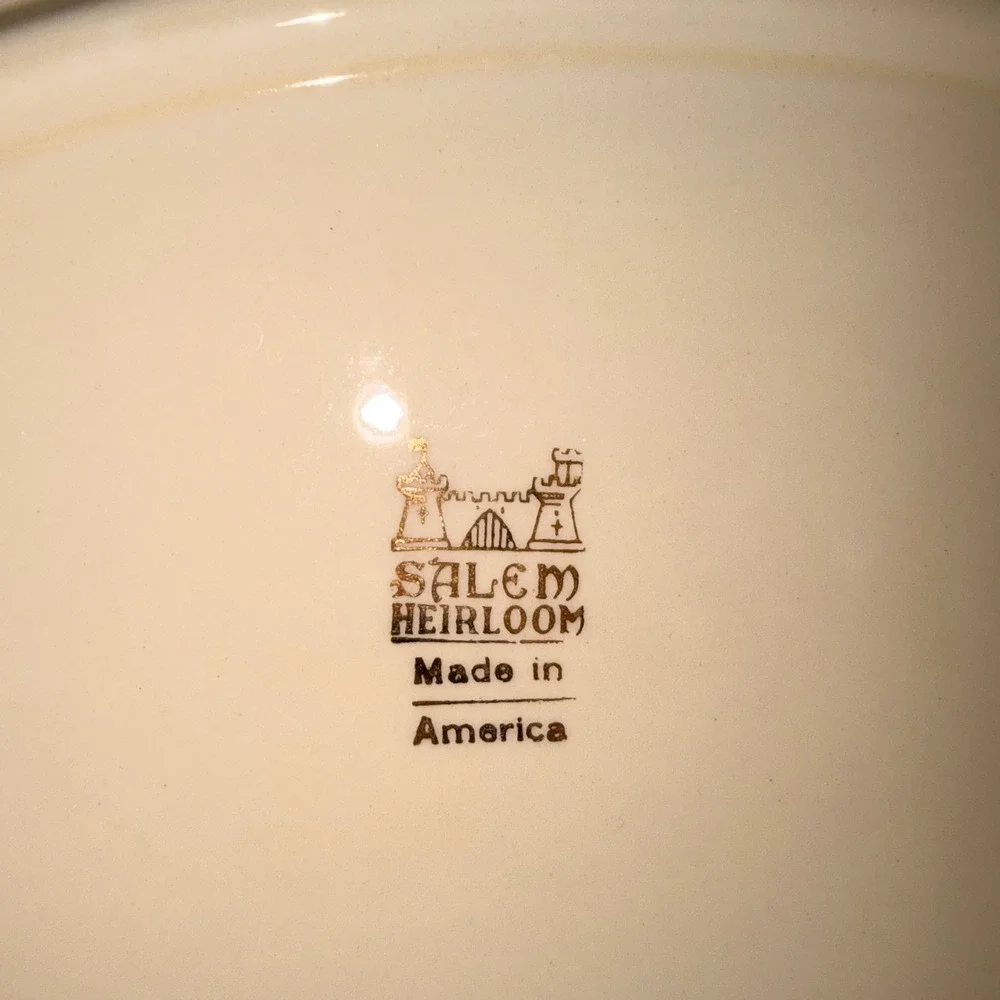 Salem Heirloom Cream Porcelain Serving Dish Pheasant Bird Floral‎ Gold Trim